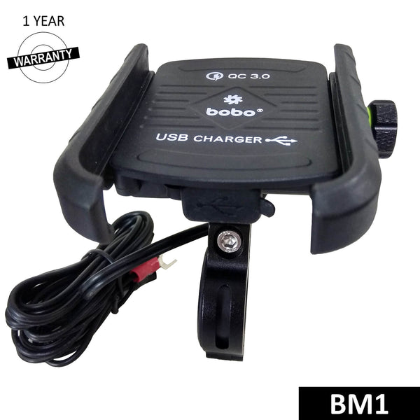 BOBO BM1 Jaw-Grip Bike Phone Holder (with fast USB 3.0 charger) -BLACK